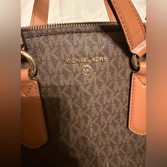 Michael Kors Dark Brown Satchel with Tan Accents - Picture 11 of 14